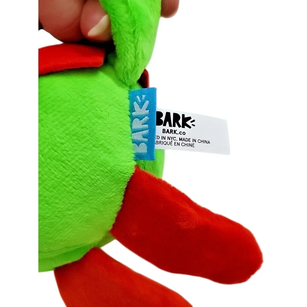 BARK Box Dinglebell Elf Dog Toy Large Dog Spiky Ball‎ Squeaker Crinkle Red NWT